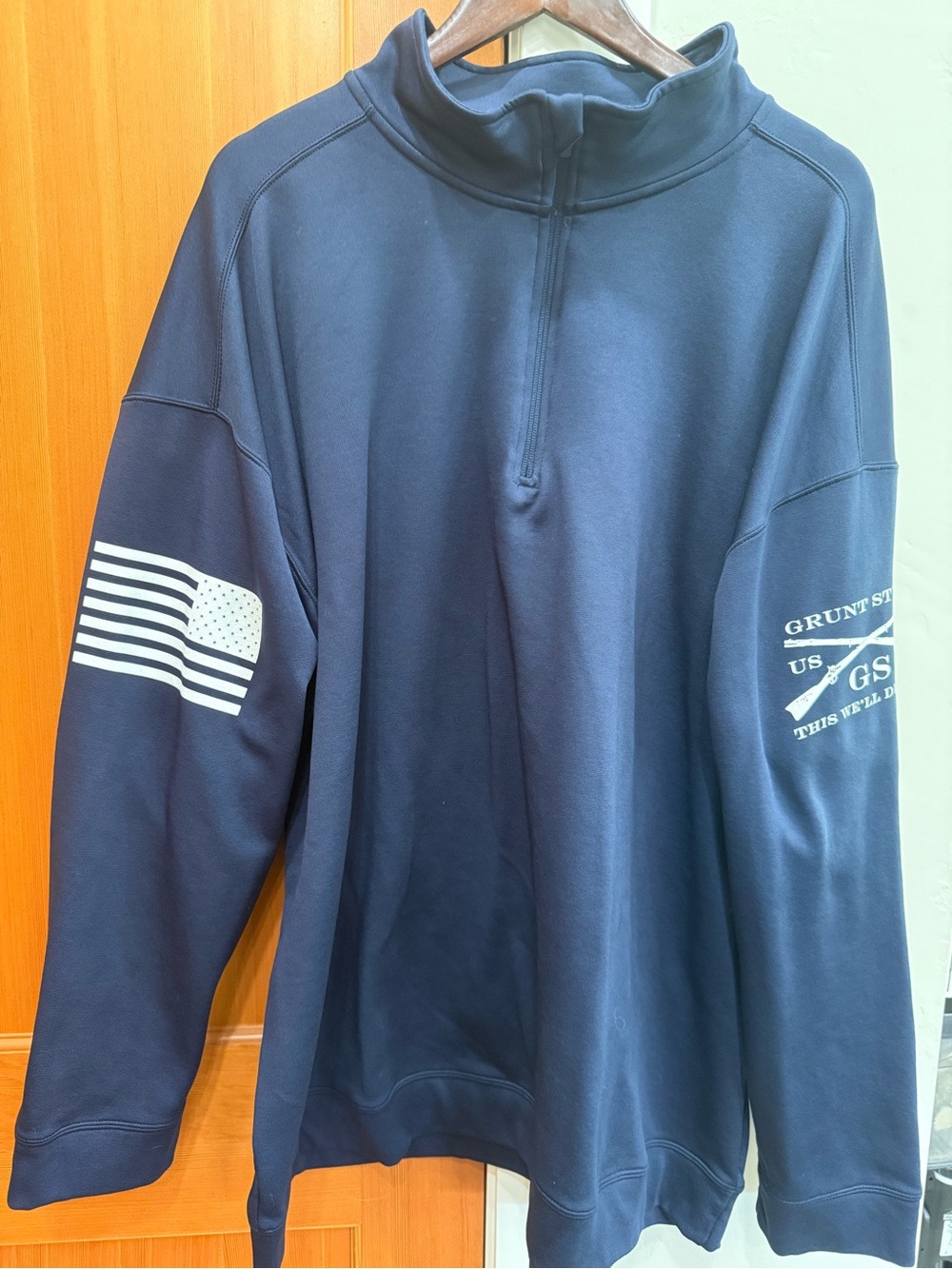 Grunt Style Navy 1/4 ZipPullover with White decals